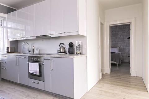 Deluxe Apartment, 3 Bedrooms | Private kitchen | Fridge, oven, stovetop, dishwasher