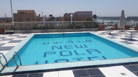 Outdoor pool, pool umbrellas