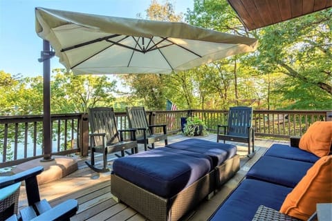 The back patio overlooking the lake