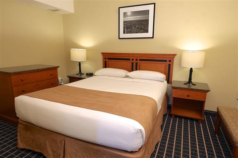 Deluxe Suite, 1 Queen Bed, Kitchenette | Desk, blackout drapes, iron/ironing board, free WiFi