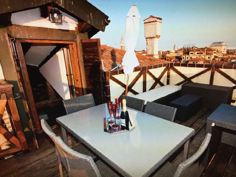 View from the terrace on the rooftops of Venice