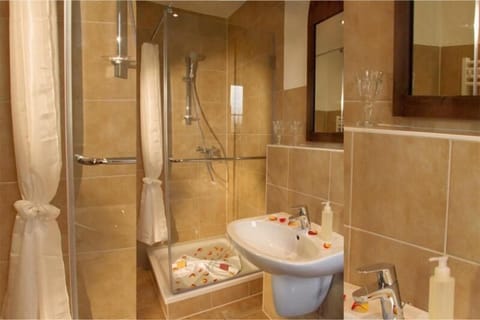 Comfort Double Room, 1 King Bed | Bathroom | Shower, hair dryer, towels