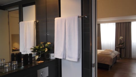 Premium Double Room | Bathroom | Shower, rainfall showerhead, designer toiletries, hair dryer