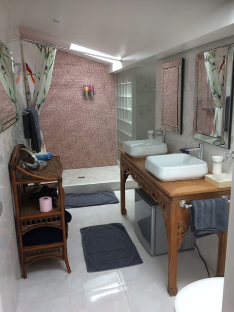 Double Room, Balcony (Hortensia) | Bathroom | Shower, free toiletries, hair dryer, bathrobes