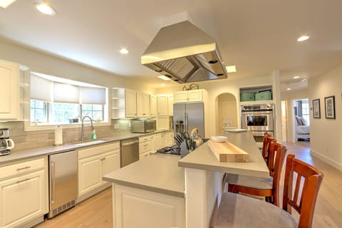 Kitchen with stainless steel appliances