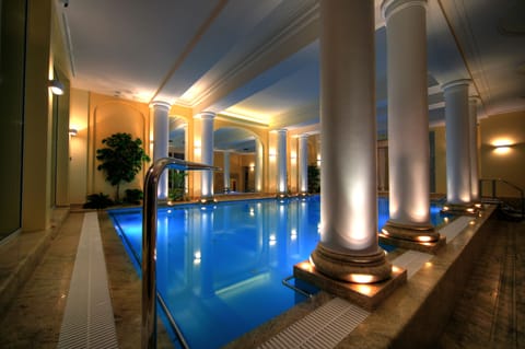 Indoor pool, open 8:00 AM to 9:30 PM, sun loungers