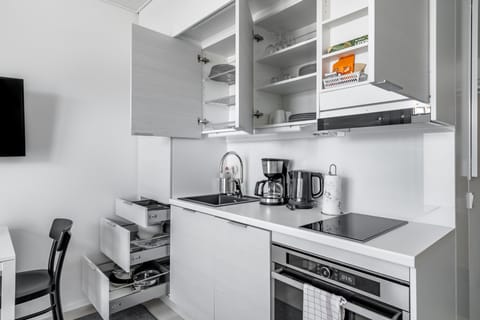 Standard Studio | Private kitchen | Full-size fridge, microwave, oven, stovetop