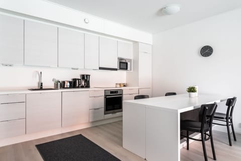 Standard Apartment, 1 Bedroom | Private kitchen | Full-size fridge, microwave, oven, stovetop