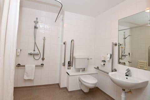 Double or Twin Room, Accessible | Bathroom | Shower, free toiletries, hair dryer, towels