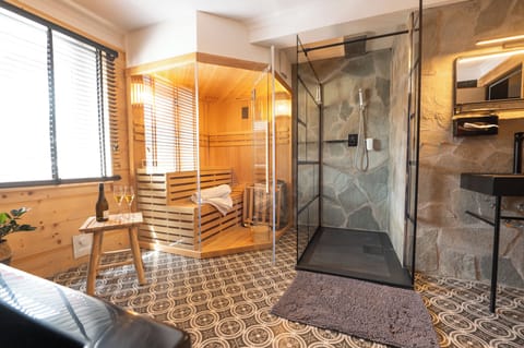 Premium Suite | Bathroom | Hair dryer, towels, soap, toilet paper