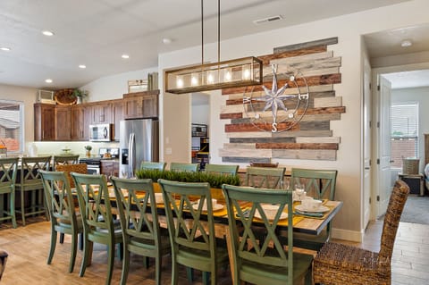 Main Dining Seating For 12 with side buffet.