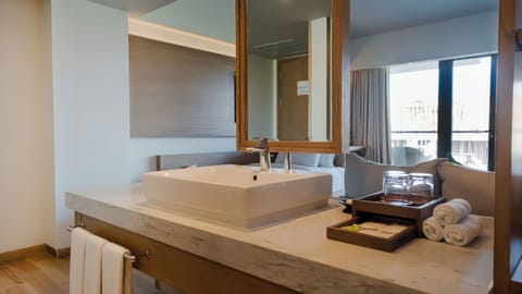 Family Room (Family Deluxe) | Bathroom | Shower, free toiletries, hair dryer, bathrobes