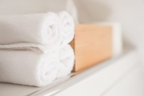 Free toiletries, hair dryer, bathrobes, towels