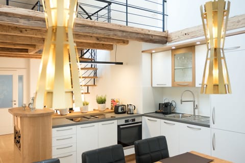 Duplex, 2 Bedrooms (incl. 60€ Cleaning Fee) | Private kitchen | Full-size fridge, stovetop, coffee/tea maker, electric kettle