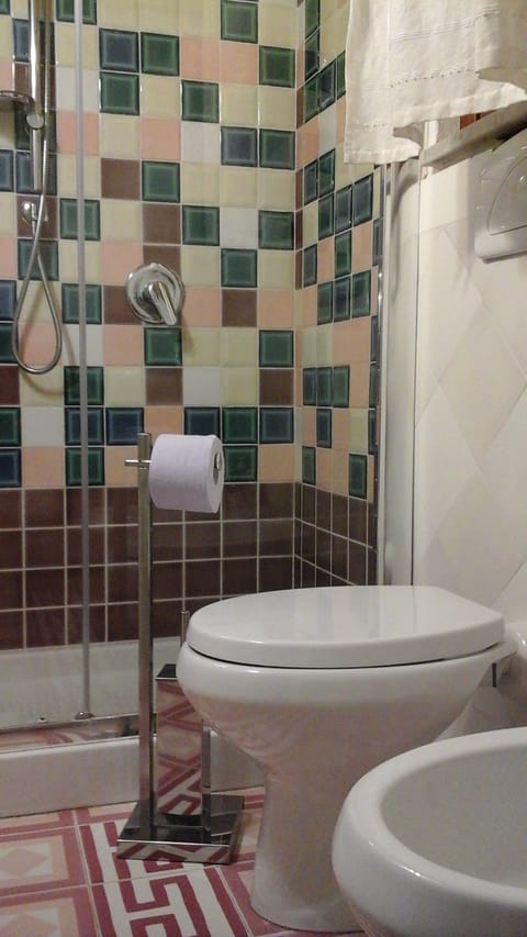 Shower, free toiletries, bidet