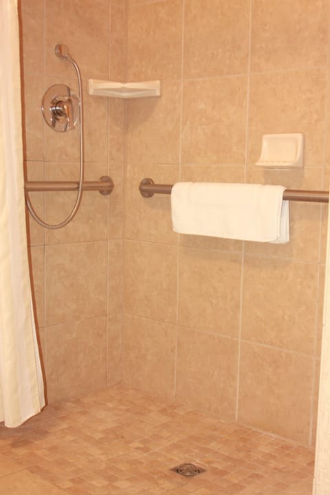 Room, Accessible | Bathroom | Combined shower/tub, deep soaking tub, free toiletries, hair dryer