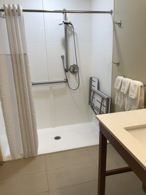 Suite, 1 King Bed with Sofa bed, Accessible, Non Smoking | Bathroom | Combined shower/tub, rainfall showerhead, free toiletries, hair dryer