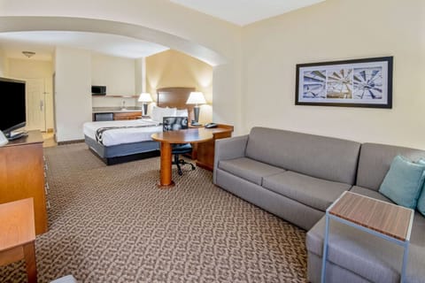 Deluxe Suite, 1 King Bed, Non Smoking | Premium bedding, desk, blackout drapes, iron/ironing board