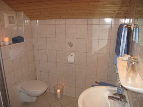 Quadruple Room | Bathroom | Shower, hair dryer, towels