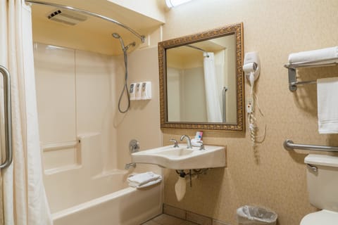 Standard Room, 1 King Bed, Accessible, Bathtub | Bathroom | Combined shower/tub, free toiletries, hair dryer, towels