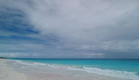 On the beach, white sand