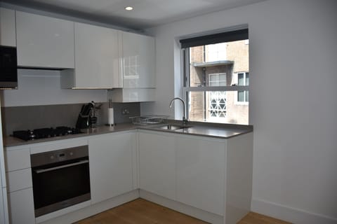 Apartment, 1 Bedroom | Private kitchen | Fridge, microwave, oven, stovetop