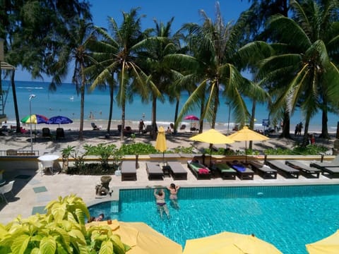 Outdoor pool, pool umbrellas