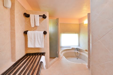 Superior Pool Villa | Bathroom | Separate tub and shower, rainfall showerhead, free toiletries