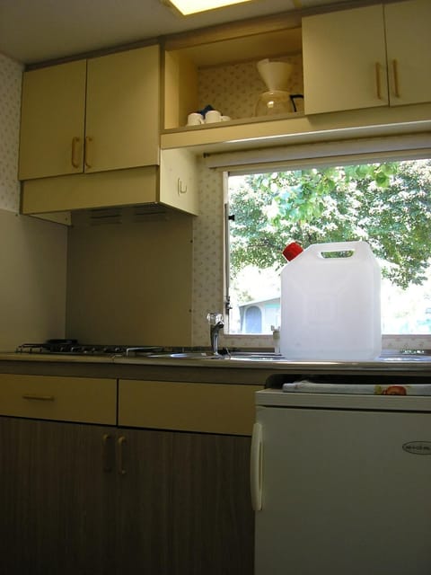 Fridge, stovetop, cookware/dishes/utensils