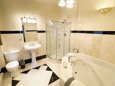 Luxury Suite | Bathroom | Combined shower/tub, hair dryer, towels, soap