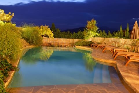 Seasonal outdoor pool, pool umbrellas, sun loungers