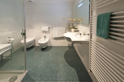 Shower, free toiletries, hair dryer, bidet