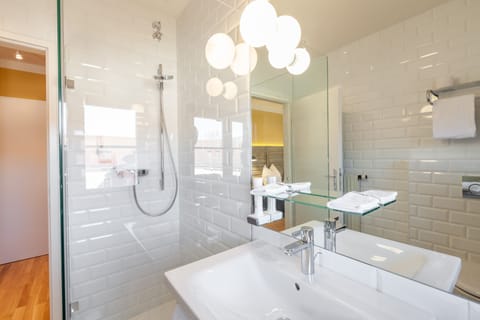 Meierhof Standard Double Room (Meierhof Building) | Bathroom | Free toiletries, hair dryer, slippers, towels