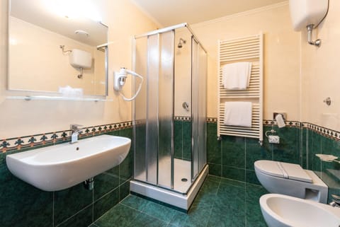 Shower, free toiletries, hair dryer, bidet