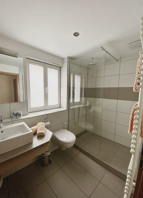 Comfort Double Room | Bathroom | Shower, hair dryer, towels