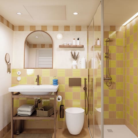 Chambre Mimosa - la Standard | Bathroom | Hydromassage showerhead, free toiletries, hair dryer, towels