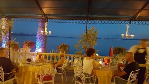 Dinner served, Italian cuisine, beach views 