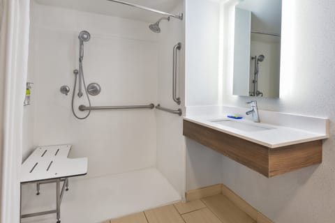 Standard Room, 1 King Bed, Accessible (Roll-In Shower) | Bathroom | Free toiletries, hair dryer, towels