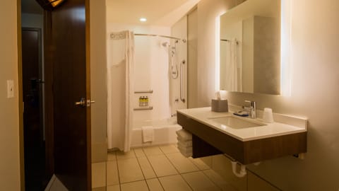 Suite, 2 Queen Beds, Accessible (Communications, Mobility, Access Tub) | Bathroom | Combined shower/tub, free toiletries, hair dryer, towels