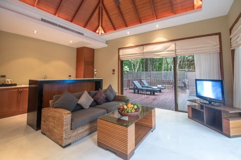 Tropical Pool Villa | Living area | 43-inch LCD TV with cable channels, TV