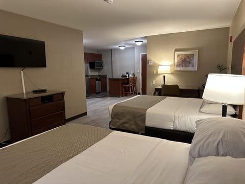 Deluxe Room, 2 Queen Beds, Kitchenette | In-room safe, individually furnished, desk, laptop workspace