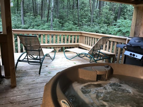 Hot tub by the creek.