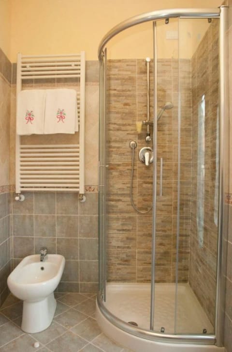 Shower, free toiletries, hair dryer, bidet