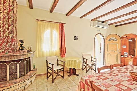 Fireplace and table for two