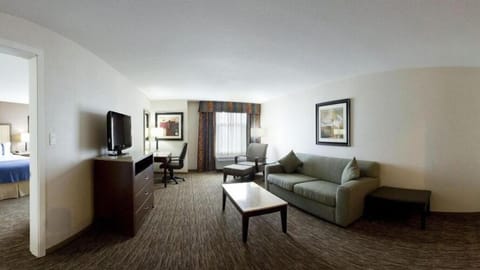 Suite, 1 King Bed, Accessible | Living room | 32-inch flat-screen TV with cable channels, TV