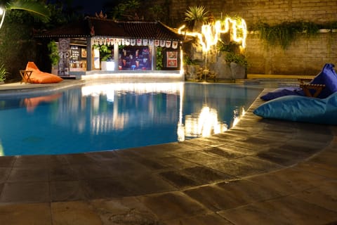 Outdoor pool, sun loungers