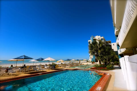 Outdoor pool, pool umbrellas