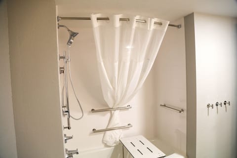 Room, 1 King Bed, Accessible, City View (Bathtub) | Bathroom | Combined shower/tub, free toiletries, hair dryer, towels