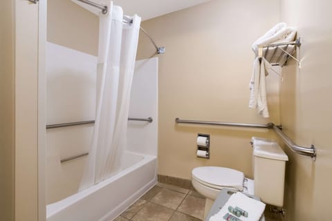 Room, 1 Queen Bed, Accessible | Bathroom | Combined shower/tub, eco-friendly toiletries, hair dryer, towels