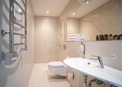 Large Double Room | Bathroom | Shower, hair dryer, towels